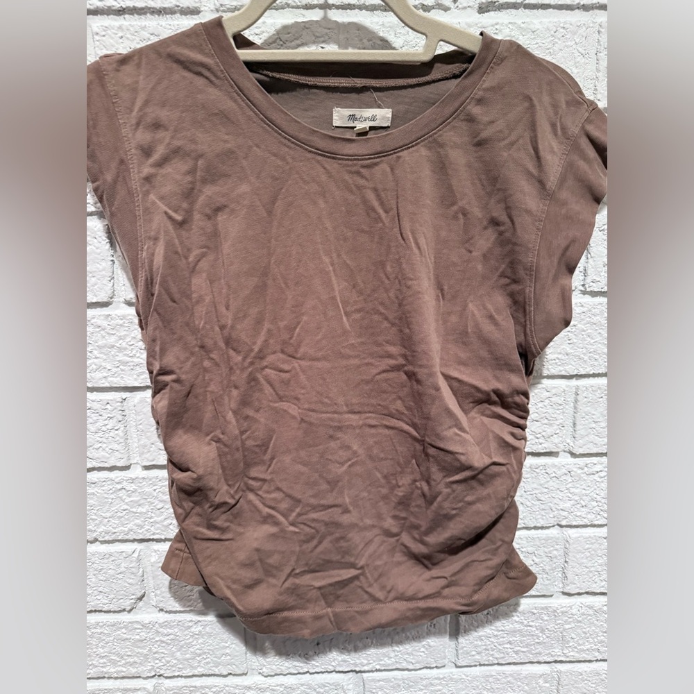 Madewell Short Sleeve Brown Side Cinched Tee